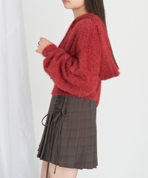 RAY CASSIN（レイカズン）の「【やわらかい肌ざわり】シャギーフードニット（ニット/セーター・レディース・ライトグレー/ブラウン/レッド/ブラック・FREE）」の17枚目の写真