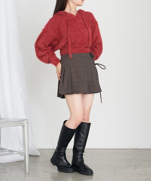 RAY CASSIN（レイカズン）の「【やわらかい肌ざわり】シャギーフードニット（ニット/セーター・レディース・ライトグレー/ブラウン/レッド/ブラック・FREE）」の20枚目の写真