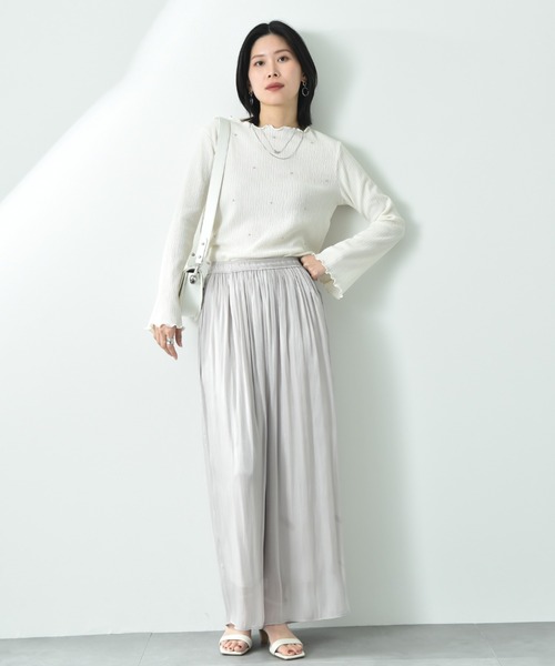 CLOCHE（クロシェ）の「【ＣＬＯＣＨＥ】割繊ギャザーパンツ（その他パンツ・レディース・ベージュ/ブラック/サックスブルー・FREE）」の15枚目の写真