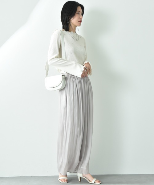 CLOCHE（クロシェ）の「【ＣＬＯＣＨＥ】割繊ギャザーパンツ（その他パンツ・レディース・ベージュ/ブラック/サックスブルー・FREE）」の16枚目の写真