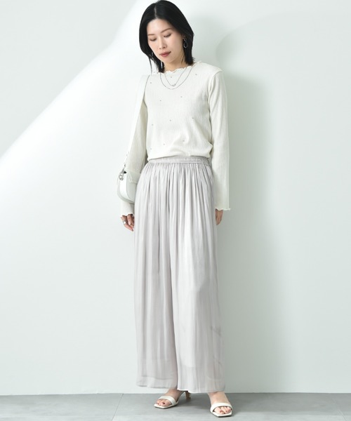 CLOCHE（クロシェ）の「【ＣＬＯＣＨＥ】割繊ギャザーパンツ（その他パンツ・レディース・ベージュ/ブラック/サックスブルー・FREE）」の17枚目の写真