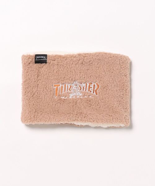 THRASHER(スラッシャー)の「BOA FLEECE REVERCIBLE NECK WARMER/スラッシャーキッズネックウォーマースノボースキー防寒グッズ(ネックウォーマー/スヌード・キッズ・ブラック/ベージュ/ピンク・FREE)」の2枚目の写真