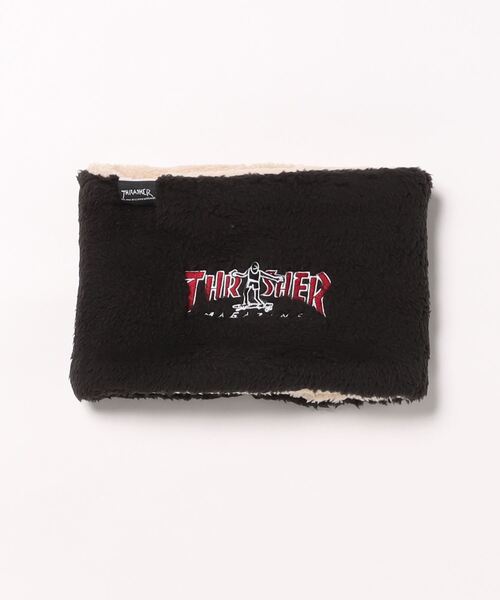 THRASHER(スラッシャー)の「BOA FLEECE REVERCIBLE NECK WARMER/スラッシャーキッズネックウォーマースノボースキー防寒グッズ(ネックウォーマー/スヌード・キッズ・ブラック/ベージュ/ピンク・FREE)」の1枚目の写真