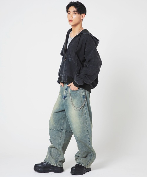 SPINNS（スピンズ）の「バレルレッグジーンズ/カーブデニムパンツ（デニムパンツ・メンズ・ライトブルー/ブルー/ブラック/ネイビー・L/M/S/XL）」の11枚目の写真