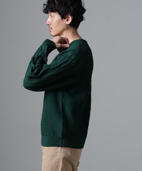 NANO universe（ナノユニバース）の「ケーブルエアーニット（ニット/セーター・メンズ・ブラック/グレー/ブルー/グリーン・L/M/S）」の3枚目の写真