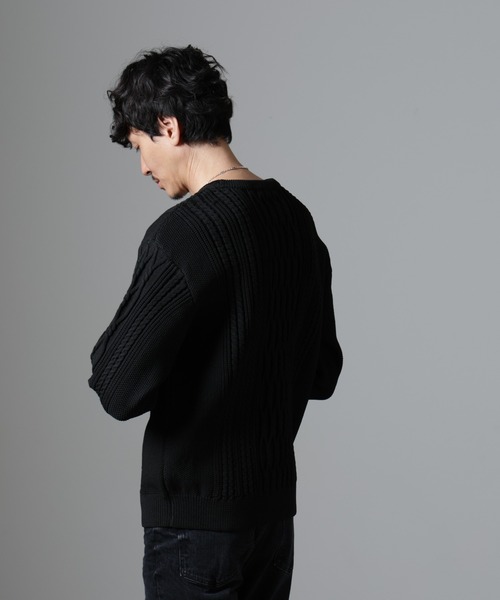 NANO universe（ナノユニバース）の「ケーブルエアーニット（ニット/セーター・メンズ・ブラック/グレー/ブルー/グリーン・L/M/S）」の7枚目の写真