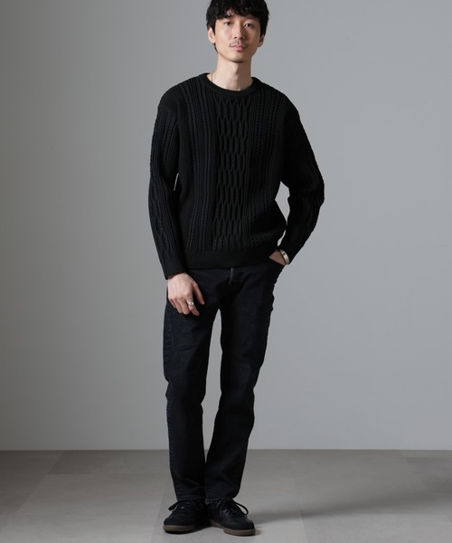 NANO universe（ナノユニバース）の「ケーブルエアーニット（ニット/セーター・メンズ・ブラック/グレー/ブルー/グリーン・L/M/S）」の8枚目の写真