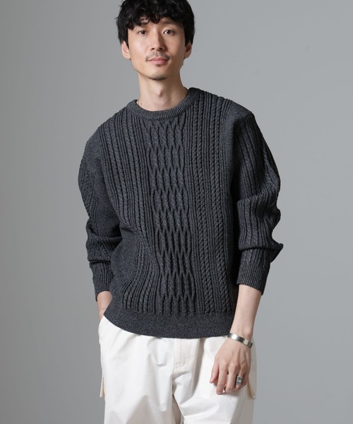 NANO universe（ナノユニバース）の「ケーブルエアーニット（ニット/セーター・メンズ・ブラック/グレー/ブルー/グリーン・L/M/S）」の13枚目の写真