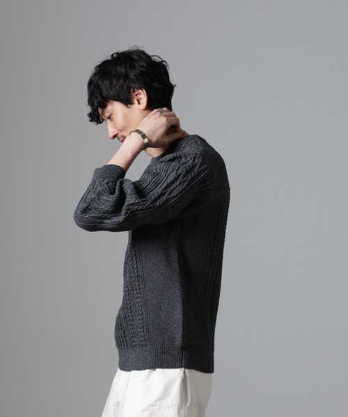 NANO universe（ナノユニバース）の「ケーブルエアーニット（ニット/セーター・メンズ・ブラック/グレー/ブルー/グリーン・L/M/S）」の15枚目の写真