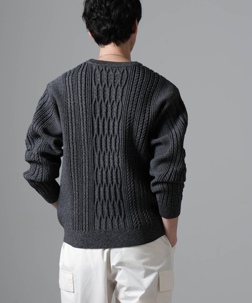 NANO universe（ナノユニバース）の「ケーブルエアーニット（ニット/セーター・メンズ・ブラック/グレー/ブルー/グリーン・L/M/S）」の16枚目の写真