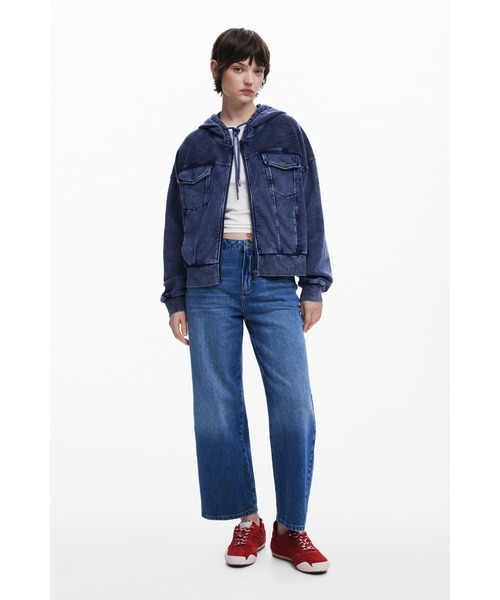 Desigual(デシグアル)の「デニムスウェット ハイブリッドパーカー ブルー(スウェット・レディース・ブルー・S/M/L/XL)」の2枚目の写真