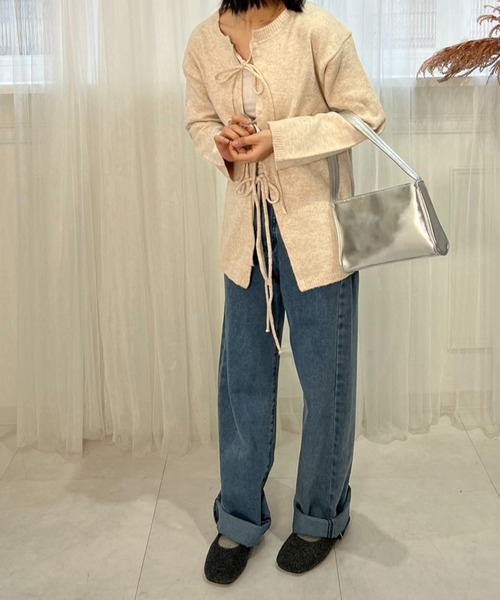 mebole（メボレ）の「2WAYリボンニットトップス（ニット/セーター・レディース・アイボリー/グレー・FREE）」の15枚目の写真