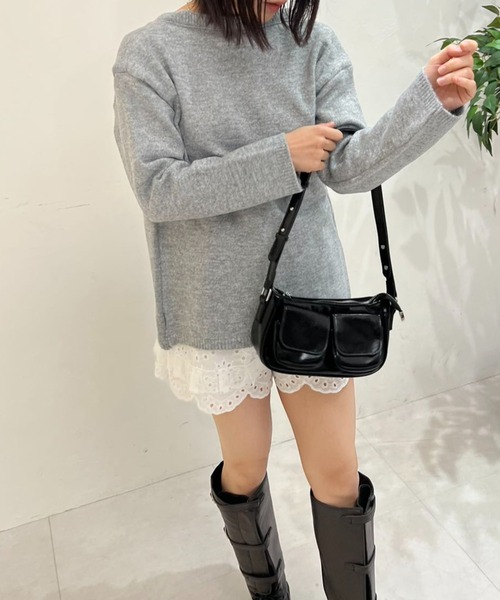 mebole（メボレ）の「2WAYリボンニットトップス（ニット/セーター・レディース・アイボリー/グレー・FREE）」の9枚目の写真