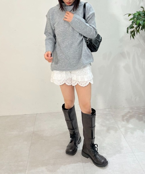 mebole（メボレ）の「2WAYリボンニットトップス（ニット/セーター・レディース・アイボリー/グレー・FREE）」の3枚目の写真