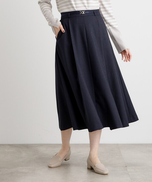 grove（グローブ）の「ベルト付きラメツイルフレアスカート（スカート・レディース・ネイビー/ナチュラル・03/02/01/04/05）」の8枚目の写真