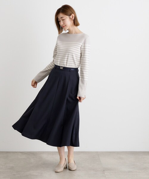 grove（グローブ）の「ベルト付きラメツイルフレアスカート（スカート・レディース・ネイビー/ナチュラル・03/02/01/04/05）」の9枚目の写真