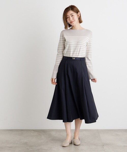 grove（グローブ）の「ベルト付きラメツイルフレアスカート（スカート・レディース・ネイビー/ナチュラル・03/02/01/04/05）」の10枚目の写真