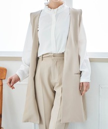 【150㎝前後の小柄さんサイズ】Vネックロングジレ