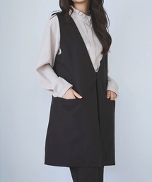 【150㎝前後の小柄さんサイズ】Vネックロングジレ