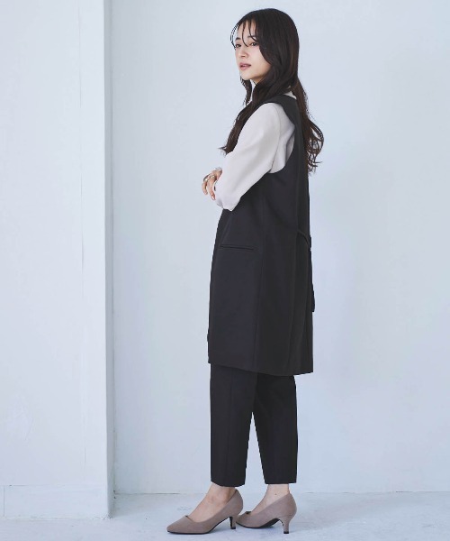 mil(ミル)の「【150㎝前後の小柄さんサイズ】Vネックロングジレ(ベスト・レディース・グレー/ライトベージュ/ブラック・S/XS)」の6枚目の写真