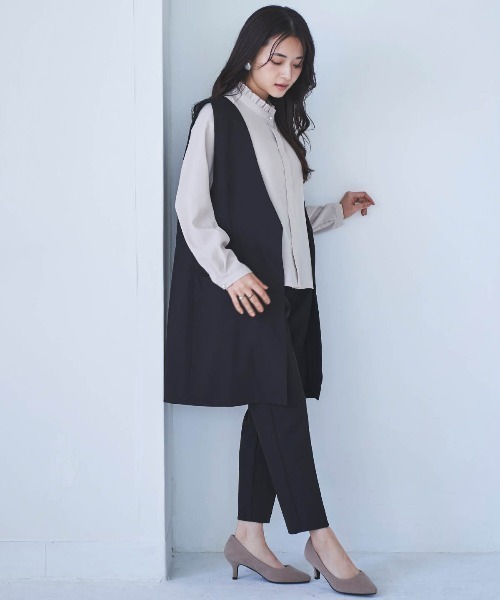 mil(ミル)の「【150㎝前後の小柄さんサイズ】Vネックロングジレ(ベスト・レディース・グレー/ライトベージュ/ブラック・S/XS)」の7枚目の写真
