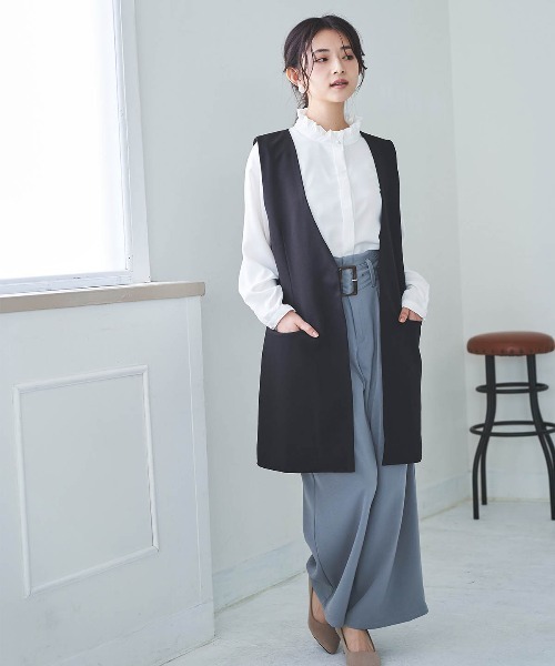 mil(ミル)の「【150㎝前後の小柄さんサイズ】Vネックロングジレ(ベスト・レディース・グレー/ライトベージュ/ブラック・S/XS)」の9枚目の写真
