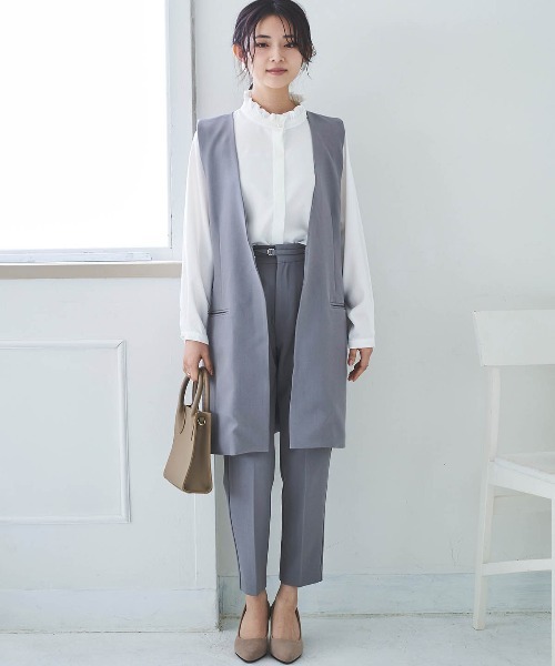 mil(ミル)の「【150㎝前後の小柄さんサイズ】Vネックロングジレ(ベスト・レディース・グレー/ライトベージュ/ブラック・S/XS)」の13枚目の写真