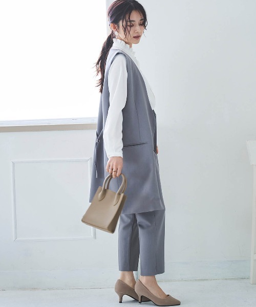 mil(ミル)の「【150㎝前後の小柄さんサイズ】Vネックロングジレ(ベスト・レディース・グレー/ライトベージュ/ブラック・S/XS)」の14枚目の写真