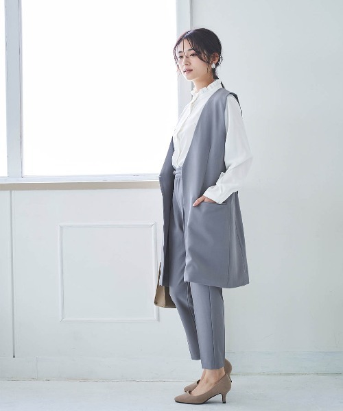 mil(ミル)の「【150㎝前後の小柄さんサイズ】Vネックロングジレ(ベスト・レディース・グレー/ライトベージュ/ブラック・S/XS)」の16枚目の写真