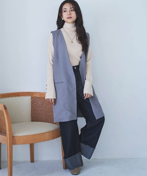mil(ミル)の「【150㎝前後の小柄さんサイズ】Vネックロングジレ(ベスト・レディース・グレー/ライトベージュ/ブラック・S/XS)」の19枚目の写真