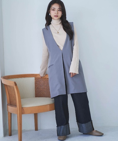 mil(ミル)の「【150㎝前後の小柄さんサイズ】Vネックロングジレ(ベスト・レディース・グレー/ライトベージュ/ブラック・S/XS)」の20枚目の写真