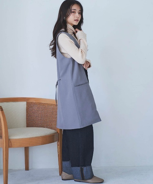 mil(ミル)の「【150㎝前後の小柄さんサイズ】Vネックロングジレ(ベスト・レディース・グレー/ライトベージュ/ブラック・S/XS)」の21枚目の写真