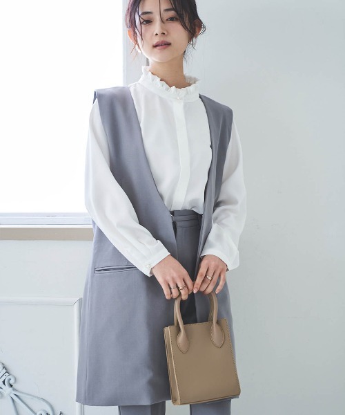 mil(ミル)の「【150㎝前後の小柄さんサイズ】Vネックロングジレ(ベスト・レディース・グレー/ライトベージュ/ブラック・S/XS)」の17枚目の写真