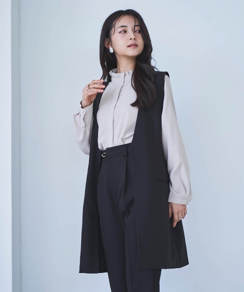 mil(ミル)の「【150㎝前後の小柄さんサイズ】Vネックロングジレ(ベスト・レディース・グレー/ライトベージュ/ブラック・S/XS)」の4枚目の写真