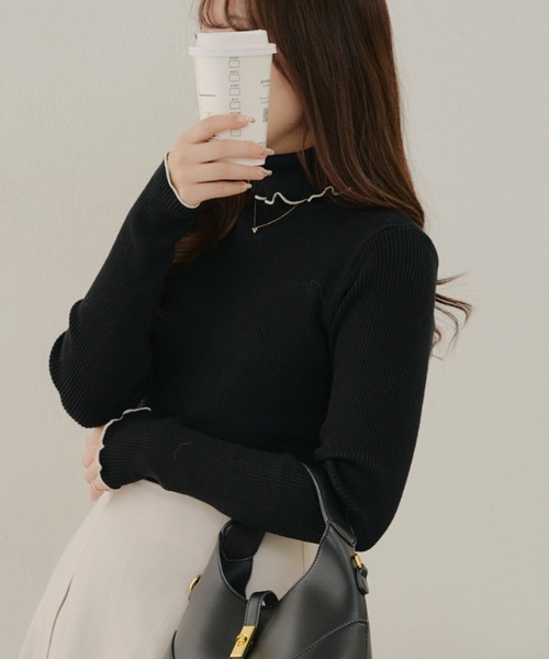 NAO(ナオ)の「タートルメローリブプルオーバー(ニット/セーター・レディース・アイボリー/グレイッシュベージュ/ブラック/ボルドー/その他2/その他1・FREE)」の1枚目の写真