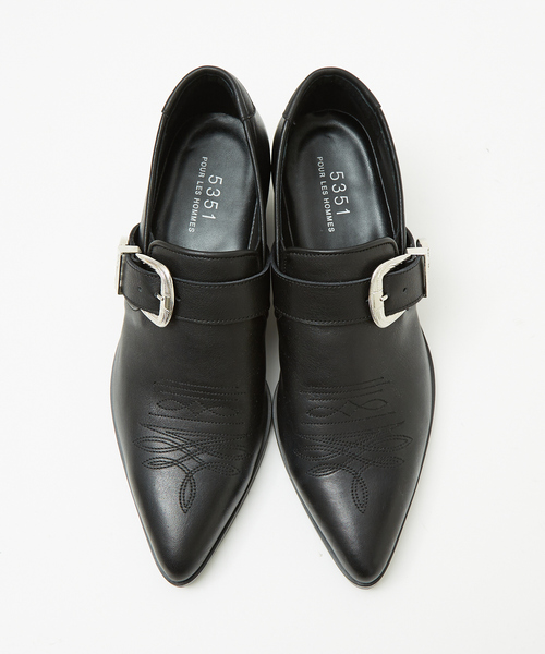 5351 POUR LES HOMMES(ゴーサンゴーイチプールオム)の「【25S/S】ハイヒール カスタム ポインテッドトゥ レザー スリッポン シューズ(スリッポン・メンズ・ブラック・40/41/42/43/45/44)」の7枚目の写真