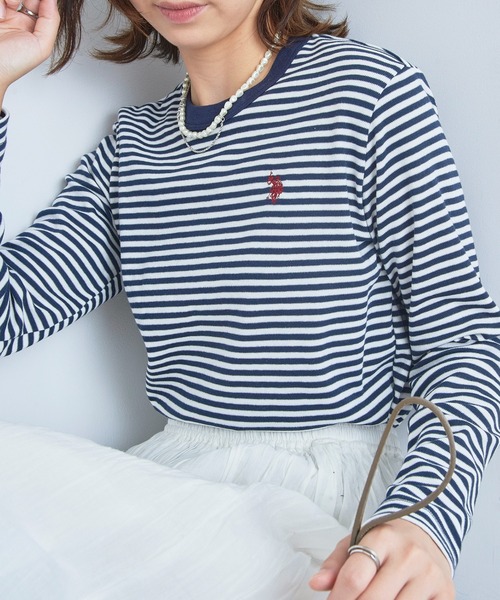 U.S. POLO ASSN.(ユーエスポロアッスン)の「【U.S. POLO ASSN.】26SS新色入荷!Beauty smooth long sleeve Tee / ビューティースムース長袖Tシャツ(Tシャツ/カットソー・レディース・ブラック/サックスブルー/ネイビー系3/ブラック系その他3/ネイビー/ホワイト/バーガンディー/ライトカーキ/ピンク/ボルドー・M/L)」の7枚目の写真