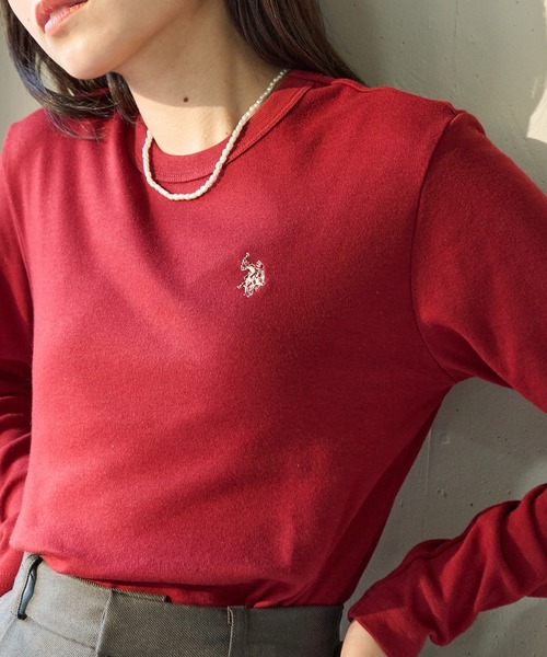 U.S. POLO ASSN.(ユーエスポロアッスン)の「【U.S. POLO ASSN.】26SS新色入荷!Beauty smooth long sleeve Tee / ビューティースムース長袖Tシャツ(Tシャツ/カットソー・レディース・ブラック/サックスブルー/ネイビー系3/ブラック系その他3/ネイビー/ホワイト/バーガンディー/ライトカーキ/ピンク/ボルドー・M/L)」の10枚目の写真