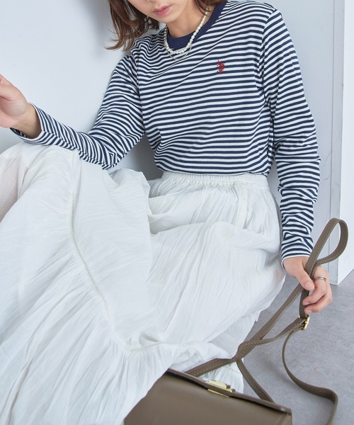 U.S. POLO ASSN.(ユーエスポロアッスン)の「【U.S. POLO ASSN.】Beauty smooth long sleeve Tee / ビューティースムース長袖Tシャツ(Tシャツ/カットソー・レディース・ブラック/サックスブルー/ネイビー系3/ブラック系その他3/ネイビー/ホワイト/バーガンディー/ライトカーキ/ピンク/ボルドー/ブラウン・M/L)」の20枚目の写真