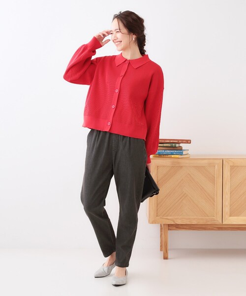 SHOO・LA・RUE（シューラルー）の「【洗える/SS-3L/美脚シルエット】アクティブ派のデニム イージーテーパードパンツ（その他パンツ・レディース・ネイビー/チャコールグレー/ブルー/ホワイト・10/04/05/01/03/02）」の12枚目の写真