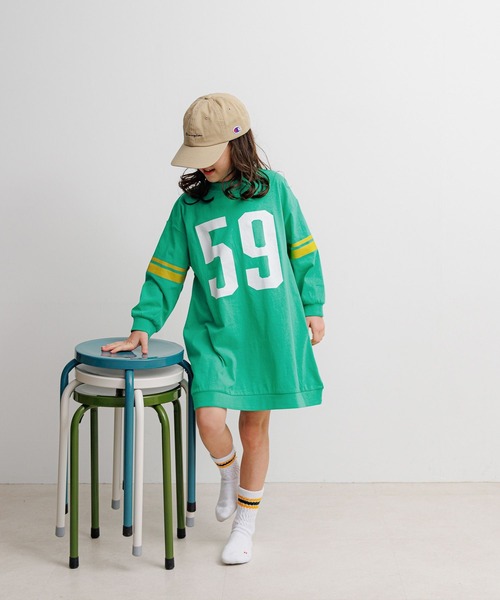 BAYFLOW（ベイフロー）の「[綿100%]アソートプリントBIGワンピ(KIDS)（ワンピース・キッズ・グリーン/ピンク/チャコール・110cm/140cm/150cm/120cm/130cm）」の3枚目の写真