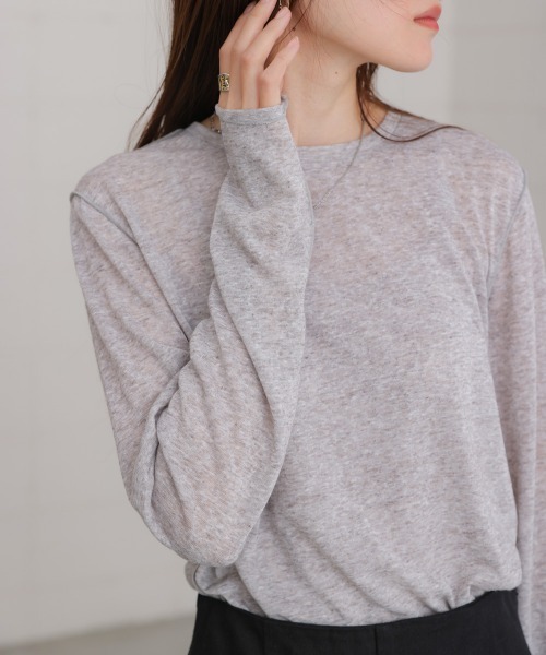 Bab（バブ）の「メランジシアーベーシックカットソー（Tシャツ/カットソー・レディース・ライトグレー/ピンク/オフホワイト/ベージュ・FREE）」の16枚目の写真