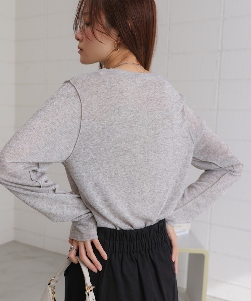 Bab（バブ）の「メランジシアーベーシックカットソー（Tシャツ/カットソー・レディース・ライトグレー/ピンク/オフホワイト/ベージュ・FREE）」の21枚目の写真