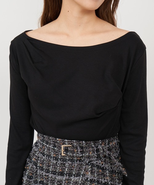 ROYAL PARTY（ロイヤルパーティー）の「バックドレープロンTEE（Tシャツ/カットソー・レディース・マルチ/ブラック/ベージュ・FREE）」の7枚目の写真