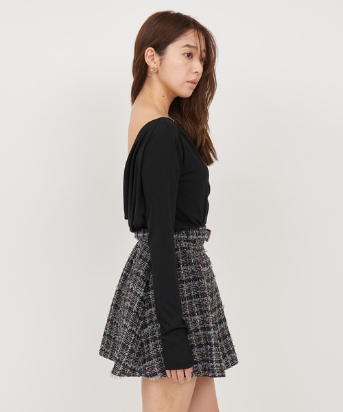 ROYAL PARTY（ロイヤルパーティー）の「バックドレープロンTEE（Tシャツ/カットソー・レディース・マルチ/ブラック/ベージュ・FREE）」の5枚目の写真