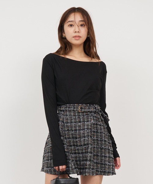 ROYAL PARTY（ロイヤルパーティー）の「バックドレープロンTEE（Tシャツ/カットソー・レディース・マルチ/ブラック/ベージュ・FREE）」の4枚目の写真