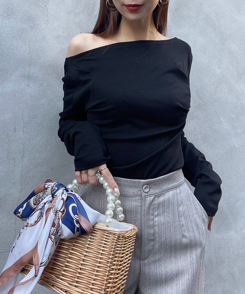 ROYAL PARTY（ロイヤルパーティー）の「バックドレープロンTEE（Tシャツ/カットソー・レディース・マルチ/ブラック/ベージュ・FREE）」の13枚目の写真