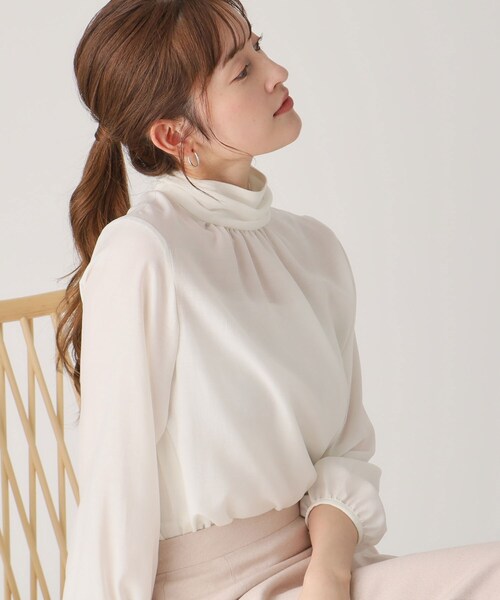 COUP DE CHANCE（クードシャンス）の「◆【洗える／日本製】ねじりデザインブラウス（シャツ/ブラウス・レディース・ベビーピンク/ホワイト/ネイビー・36/34/42/40/38）」の2枚目の写真