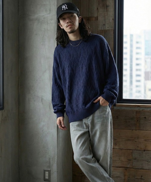 SUGGESTION(サジェッション)の「Jacquard crew neck knit / ジャガードクルーネックニット unisex(ニット/セーター・メンズ・ネイビー/チャコール/アイボリー・M/L)」の6枚目の写真