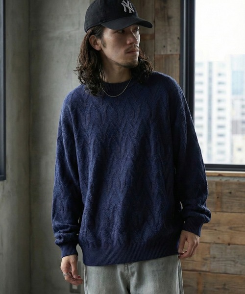 SUGGESTION(サジェッション)の「Jacquard crew neck knit / ジャガードクルーネックニット unisex(ニット/セーター・メンズ・ネイビー/チャコール/アイボリー・M/L)」の4枚目の写真